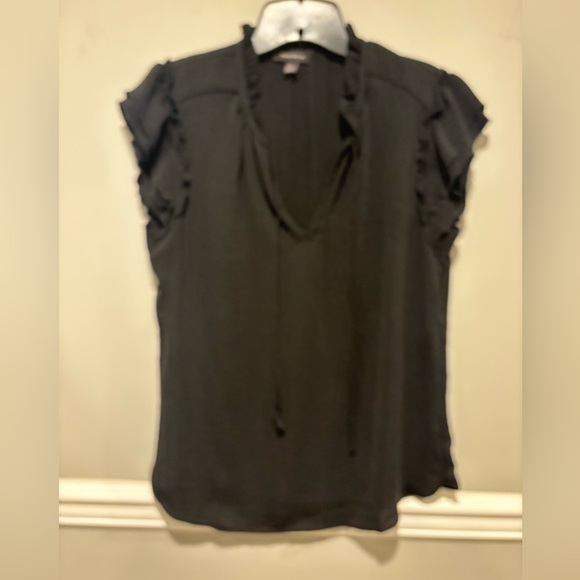Women's Black Ruffly Short Sleeve - Size Small Worm 1x Excellent condition - Picture 4 of 9